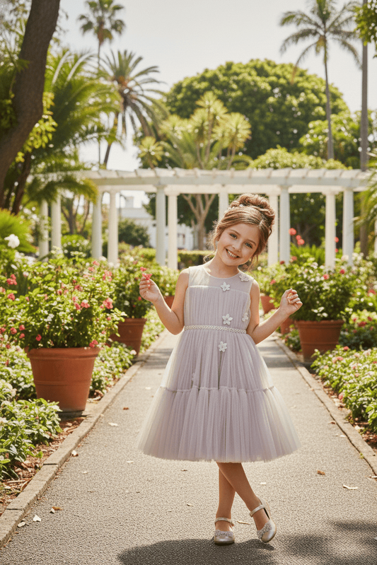 Vestido de arras corto malva claro