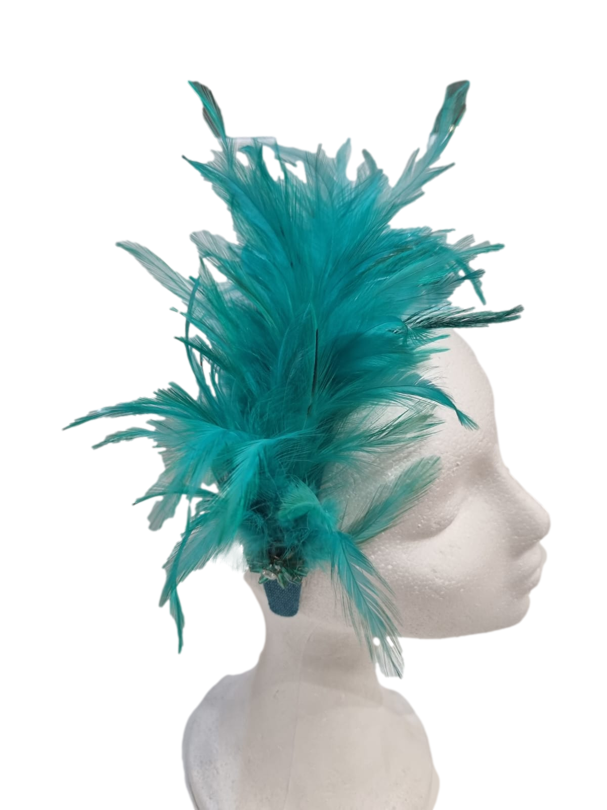 Diadema con plumas verdes