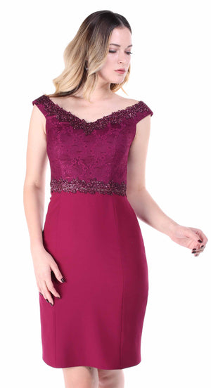 Vestido de fiesta corto burdeos
