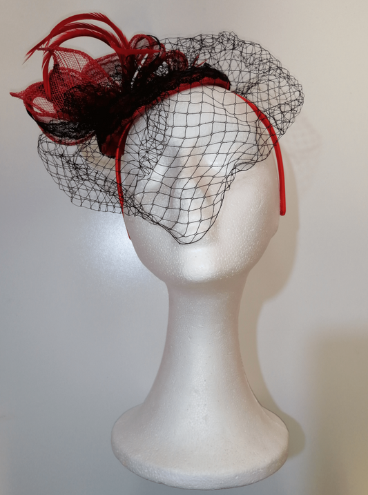 Red and black cap headdress