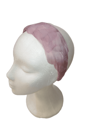 Diadema ancha plumas rosa palo