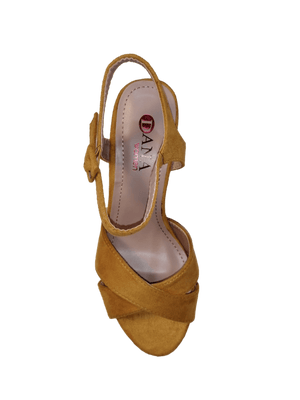 Sandalia de tacón ancho mostaza