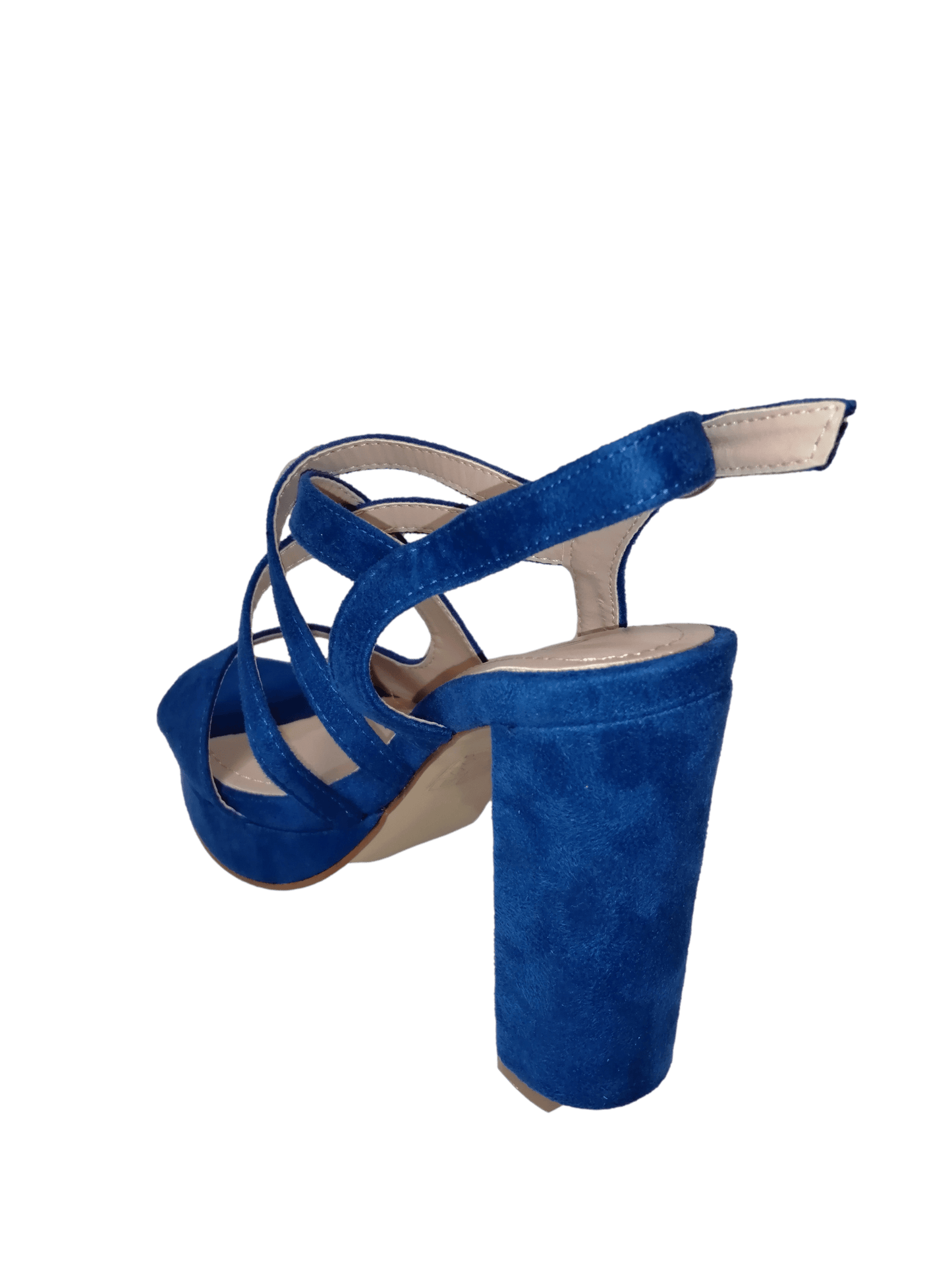 Blue wide heel sandal