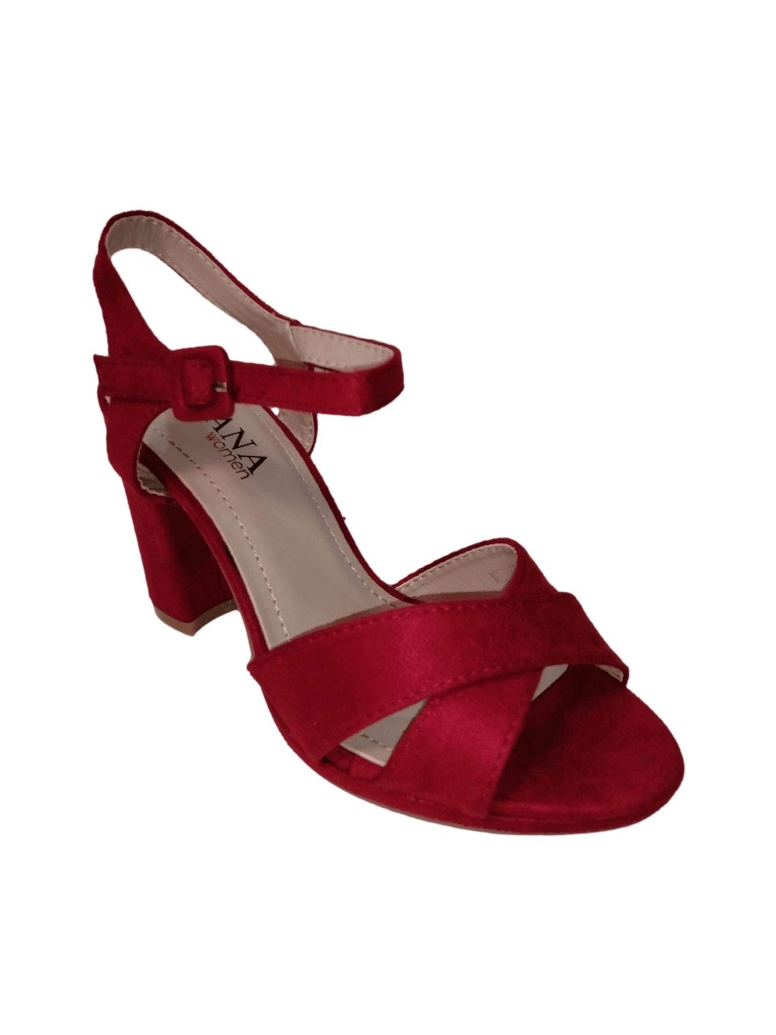 Sandalia de tacón ancho rojo