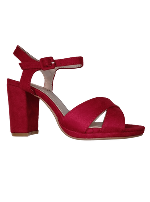 Sandalia de tacón ancho rojo