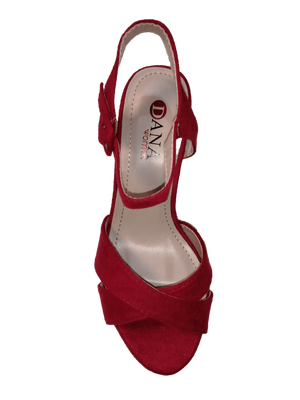 Sandalia de tacón ancho rojo