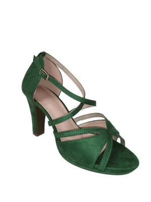 Sandalia de tacón tiras verde