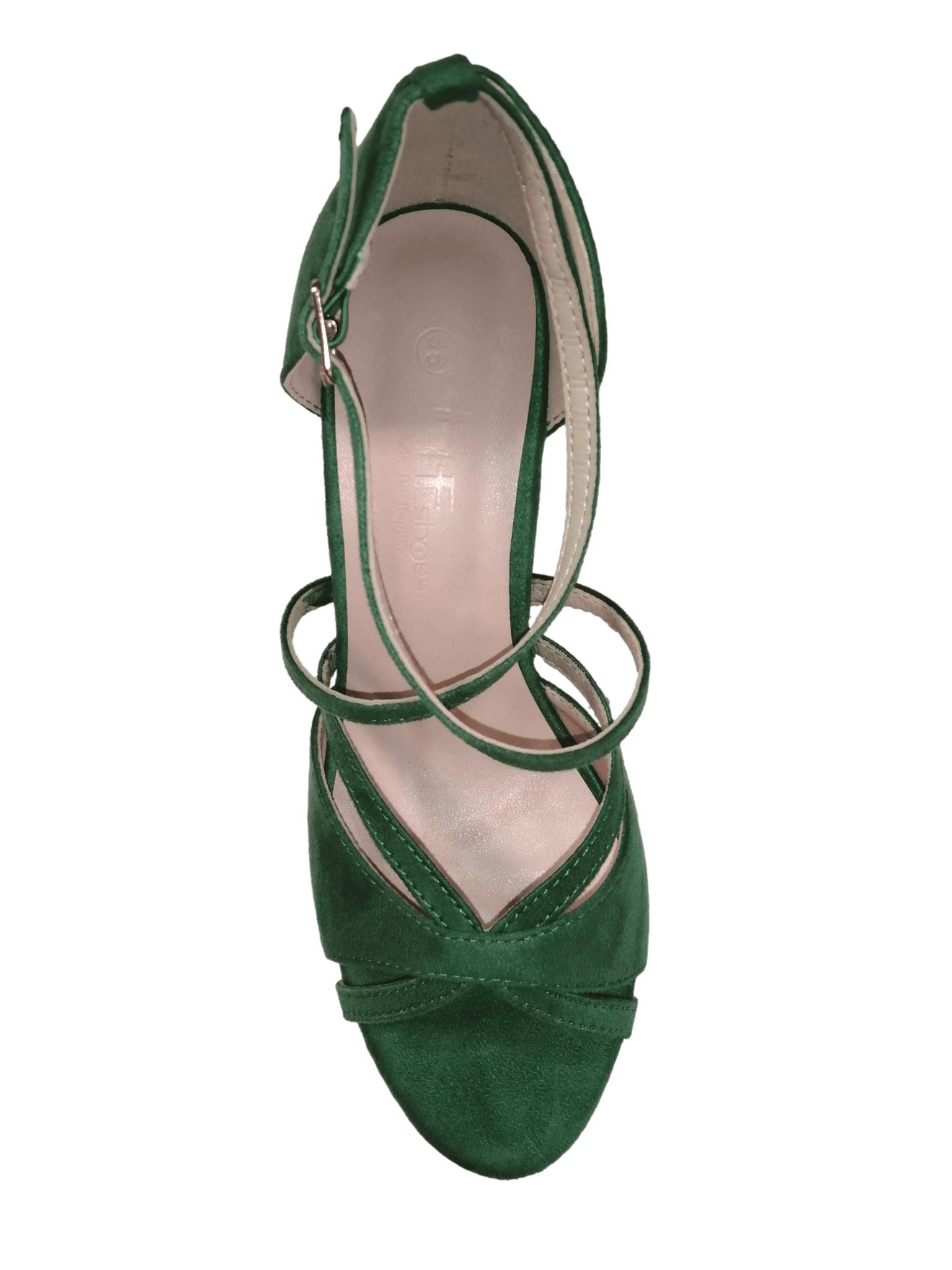 Sandalia de tacón tiras verde