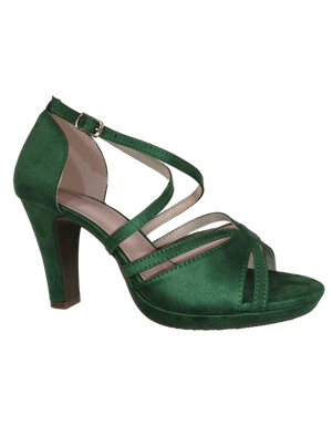 Sandalia de tacón tiras verde